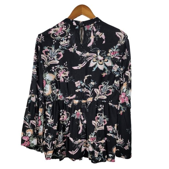 Ana Size Medium Shirt Top Bell Sleeve boho romantic Peasant Top Keyhole coat - Picture 5 of 7